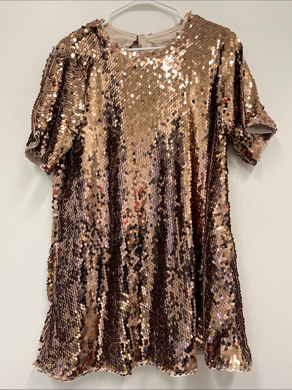 NWT Maeve Rose Gold Sequin Short Sleeve Dress size M